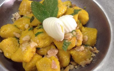 Pumpkin gnocchi with sage and amaretti